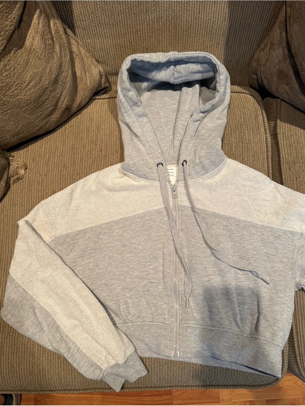 Cropped Light Gray Zip Hoodie